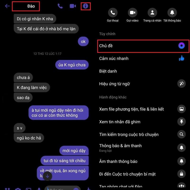 đổi theme mới trên Messenger