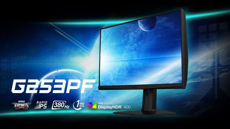 MSI G253PF nổi bật với tần số quét lên tới 380 Hz