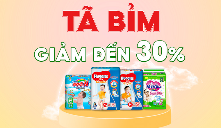 Từ 01/04 - 30/04/2023, tã bỉm các loại giảm đến 30%