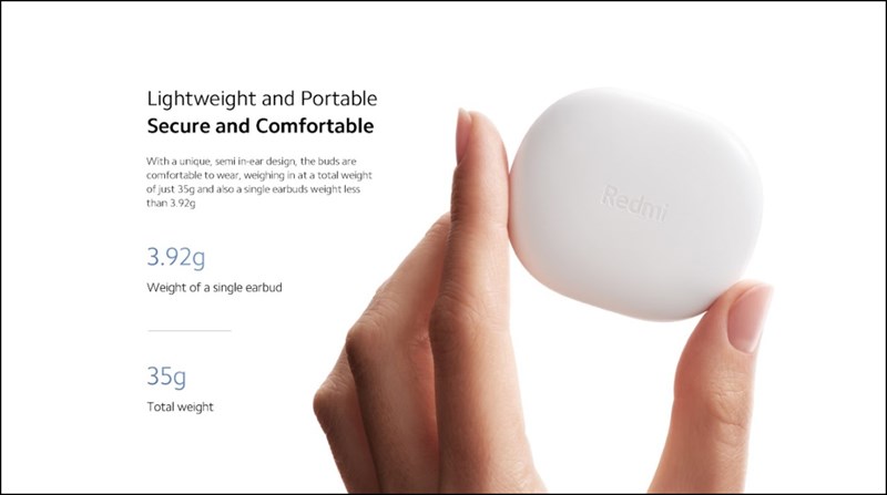 Thiết kế nhỏ gọn khoẻ khoắn trên Redmi Buds 4 Lite Thiết kế nhỏ gọn khoẻ khoắn trên Redmi Buds 4 Lite