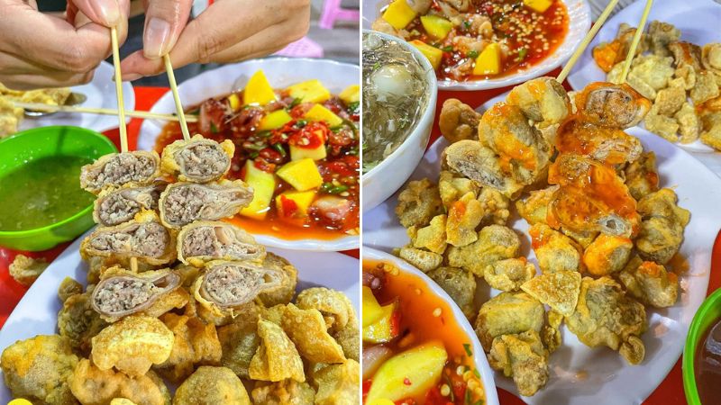 Cùng thưởng thức ngay bao tử cá chiên giòn và chân gà sốt Thái