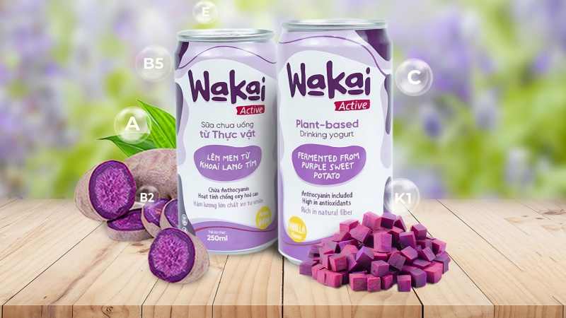 Sản phẩm sữa chua uống Wakai Active có chứa hương vani, vị thơm ngon và dễ uống