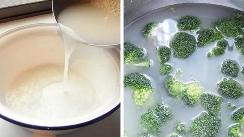 Washing vegetables with rice water