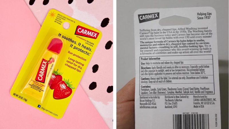 Hình ảnh thành phần của son dưỡng Carmex