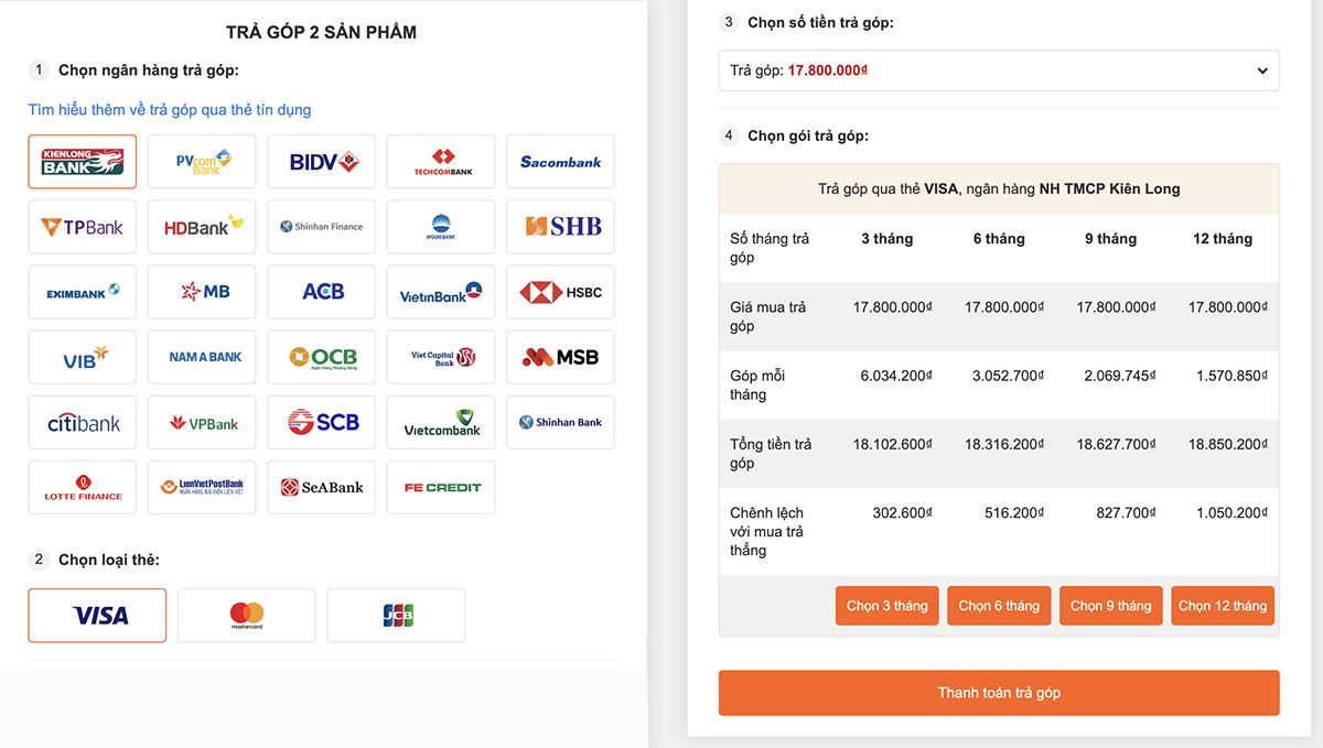 Chọn g&oacute;i trả g&oacute;p