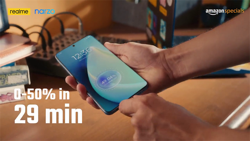 realme Narzo N55 sạc được 50% pin trong 29 phút