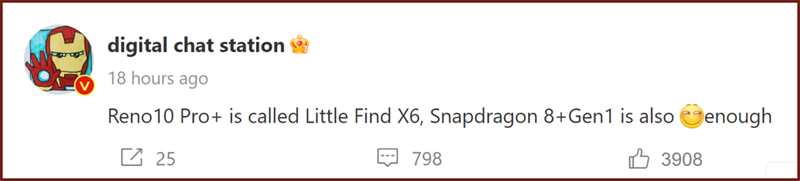 OPPO Reno10 Pro+ lộ thông tin dùng chip Snapdragon 8+ Gen 1