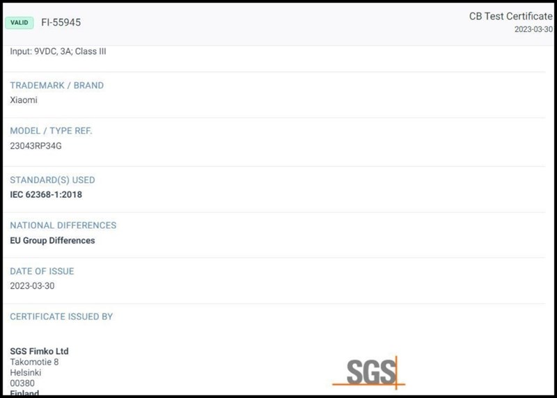Xiaomi Pad 6 đạt chứng nhận SGS Fimko