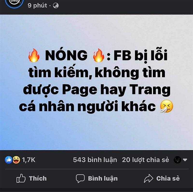 Facebook gặp lỗi tìm kiếm