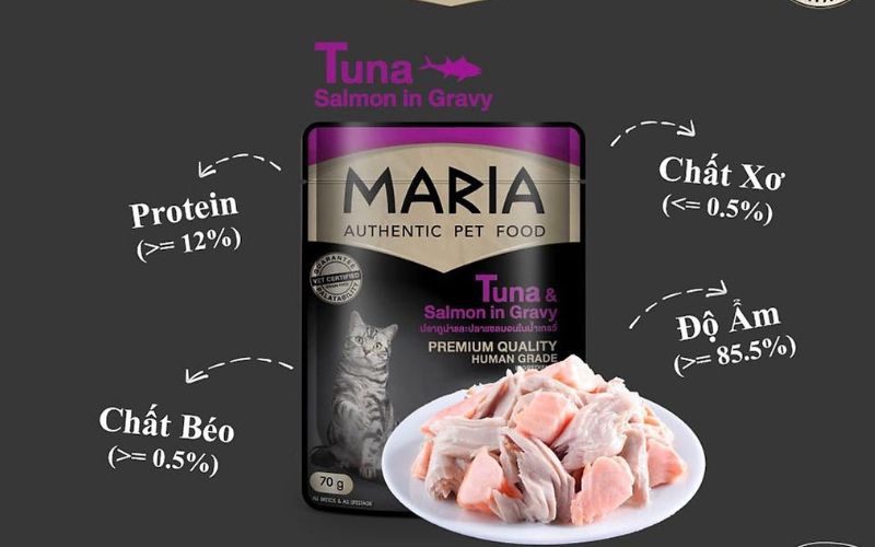 Pate cho mèo Maria cá ngừ trắng và cá hồi