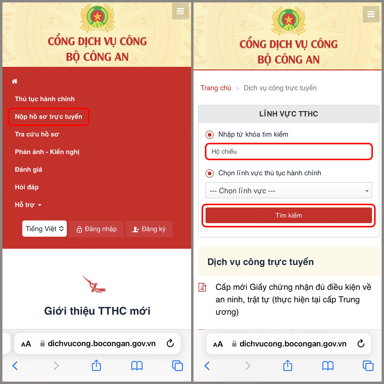 cách làm hộ chiếu online