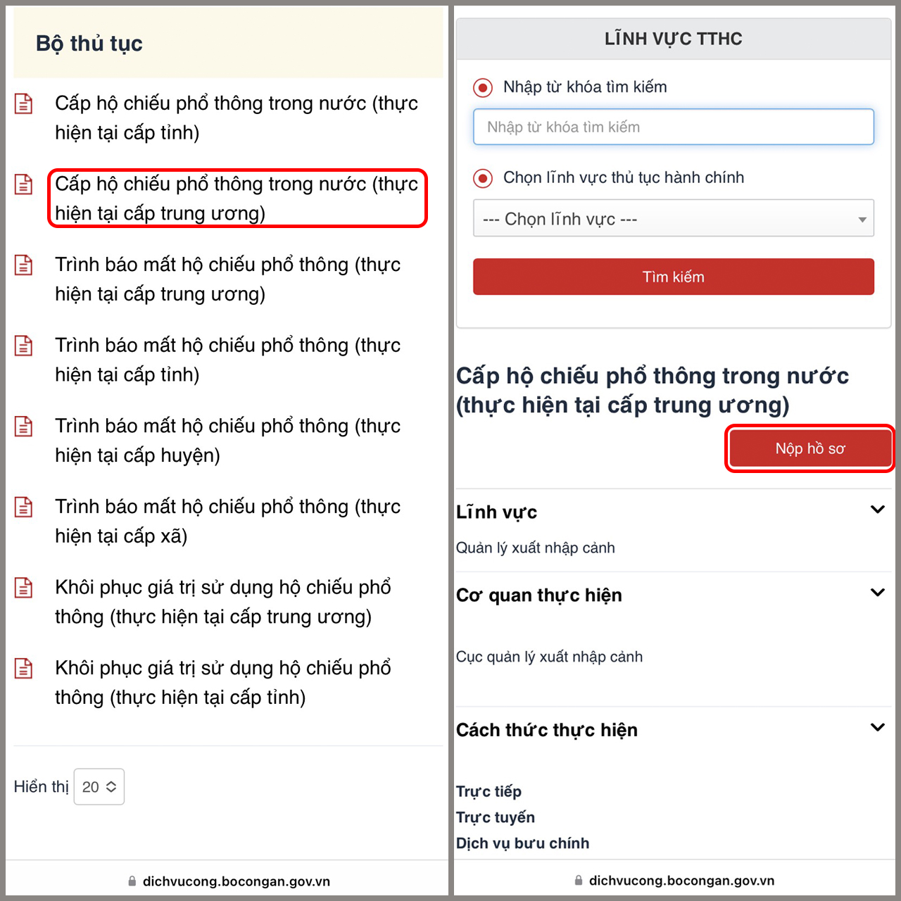 cách làm hộ chiếu online