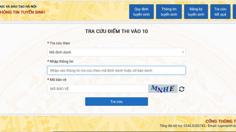 Tra cứu điểm thi vào lớp 10 năm 2023 tại Hà Nội qua website chính thức của Sở GD-ĐT Hà Nội