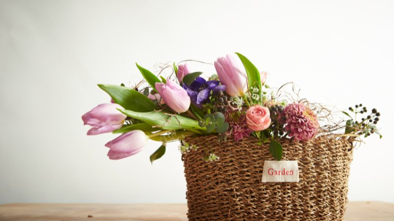 Simple birthday flower basket