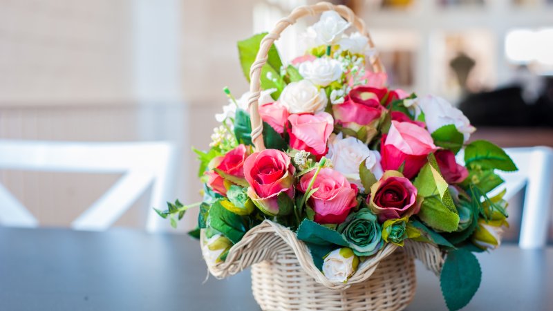 Rose flower basket