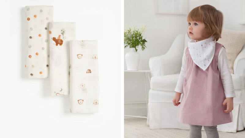 Khăn sữa Mothercare 100% cotton, mềm mại, thấm hút mồ hôi