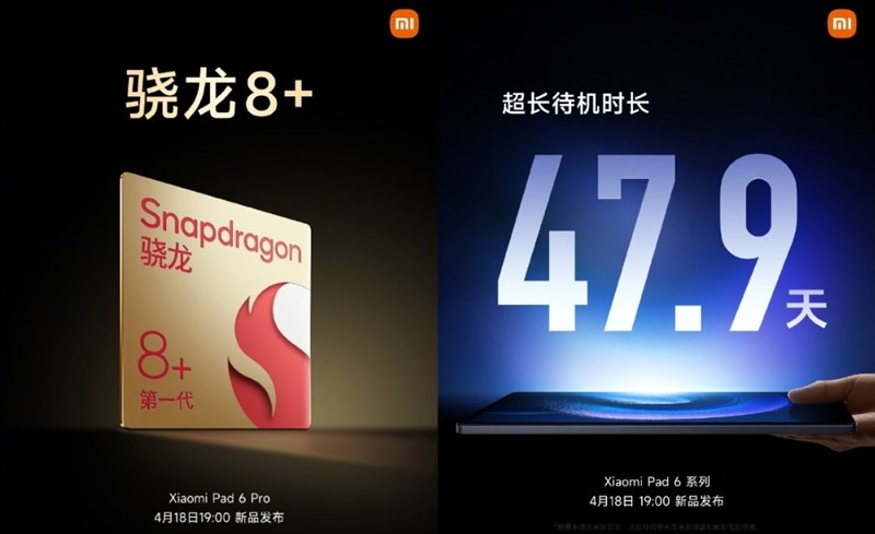 Thông số màn hình trên Xiaomi Pad 6 Chip trên Xiaomi Pad 6 cùng thời gian chờ gần 48 ngày