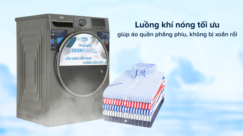 Công nghệ sấy hơi nước IronFinish độc quyền của Beko - Luồng khí nóng tối ưu