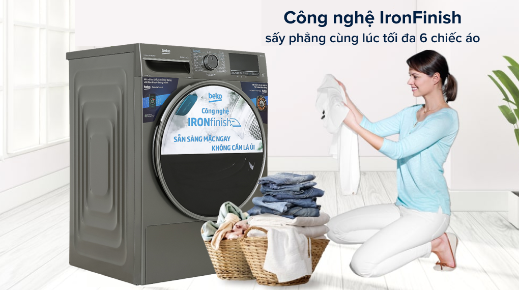 Công nghệ IronFinish có thể sấy phẳng cùng lúc tối đa 6 chiếc áo