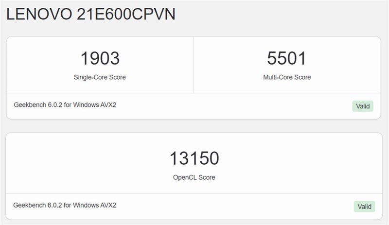 Điểm GeekBench 6 trên ThinkPad E15 Gen 4. Điểm GeekBench 6 trên ThinkPad E15 Gen 4.