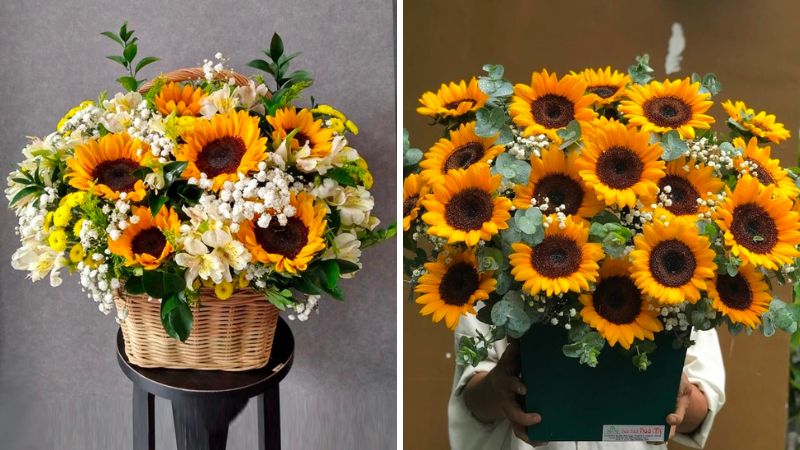 Sunflower arrangement for wife on her birthday