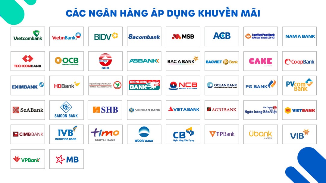  Danh s&aacute;ch ng&acirc;n h&agrave;ng &aacute;p dụng khuyến m&atilde;i