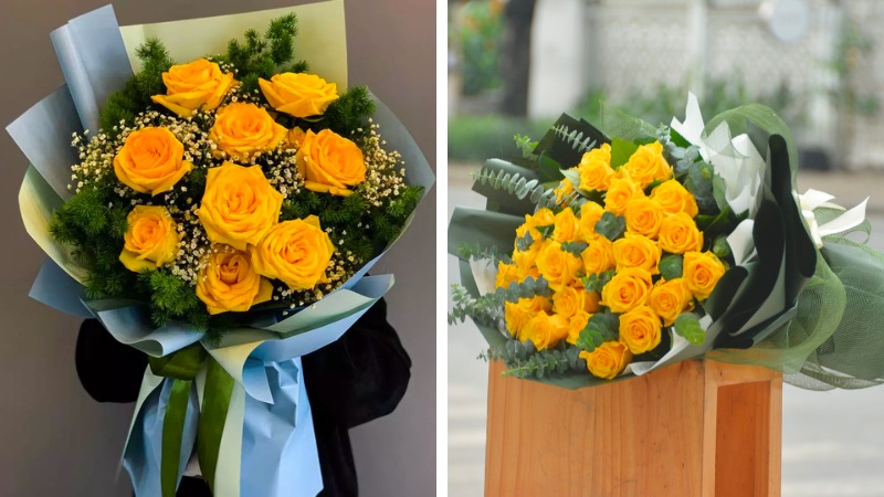 Yellow birthday flower bouquet for husband