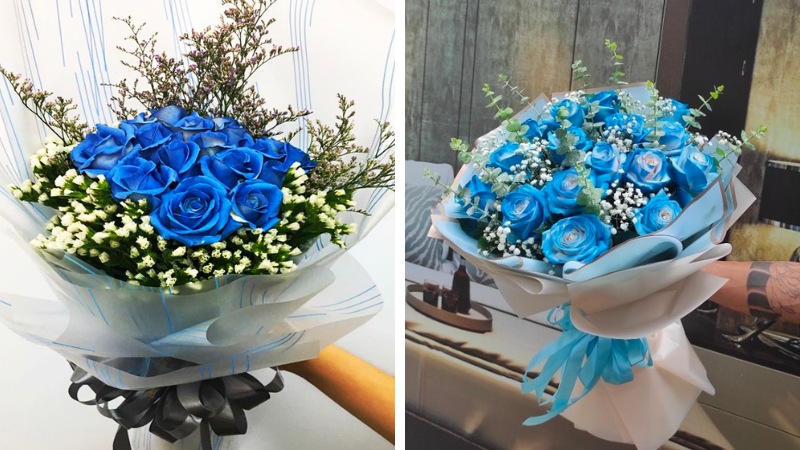 Blue birthday flower bouquet for husband
