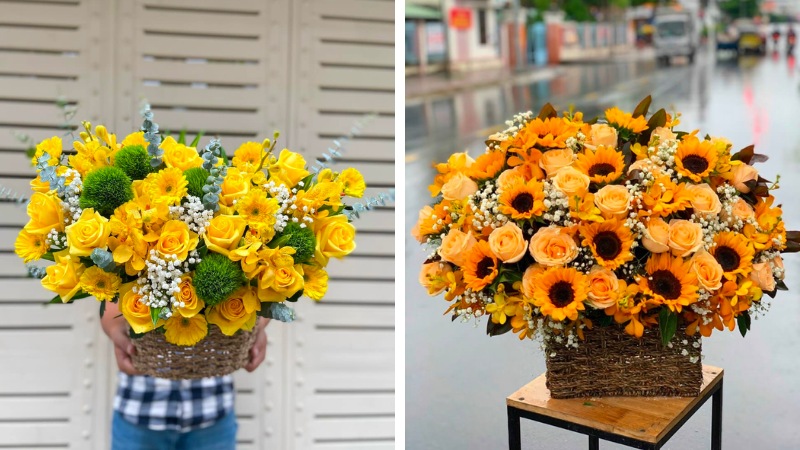 Sunflower birthday flower arrangement for husband