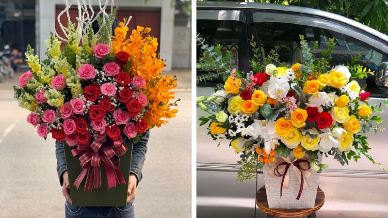 Colorful birthday flower arrangement for husband
