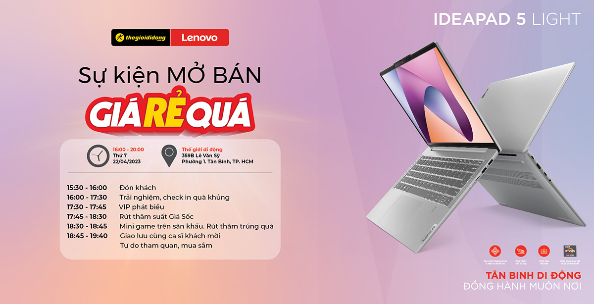 Sự kiện mở bán Laptop Lenovo IdeaPad Slim 5 Light tại Thế Giới Di Động