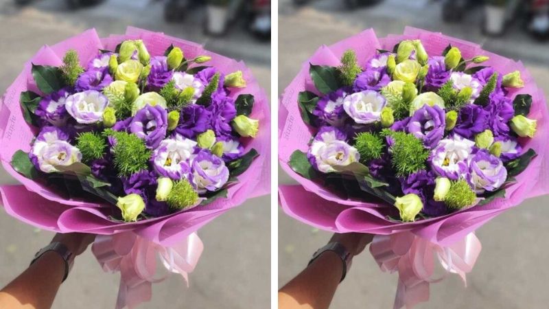 Purple birthday flower bouquet