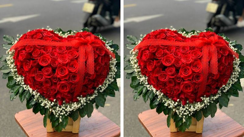 Heart-shaped rose bouquet