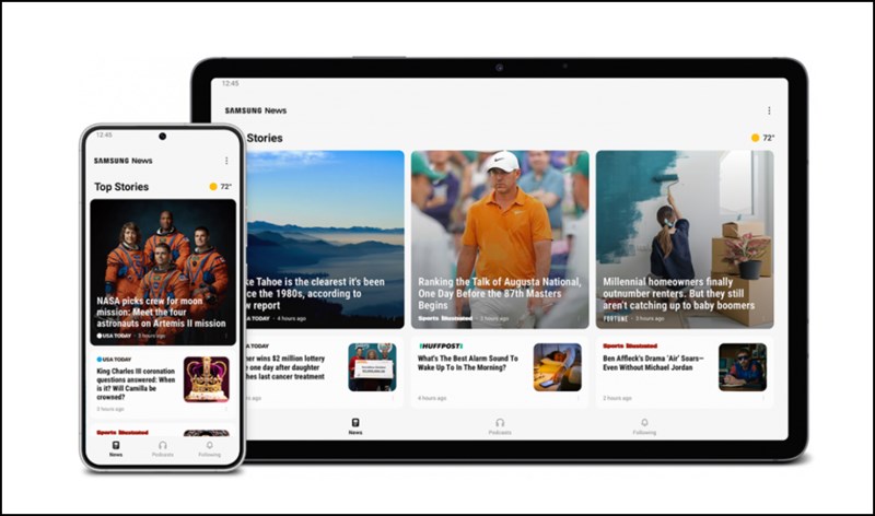 Hơn nữa Samsung News còn bổ sung thêm tùy chọn nghe Podcast