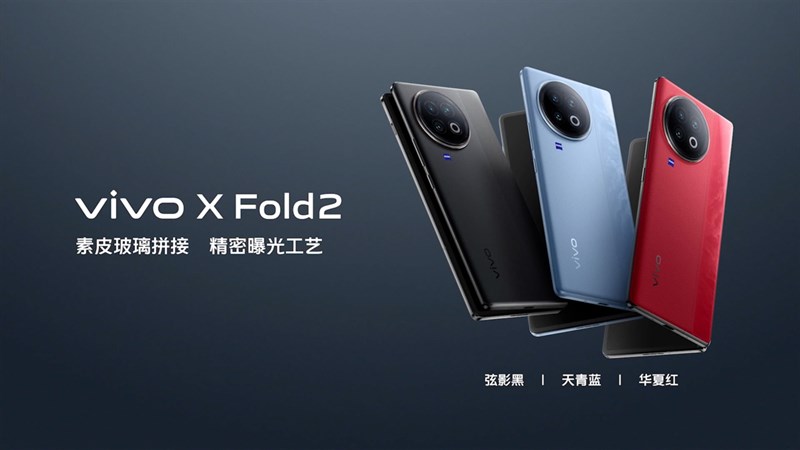 Vivo X Fold 2 sở hữu đến 3 màu sắc bắt mắt là Đen, Xanh Dương và Đỏ