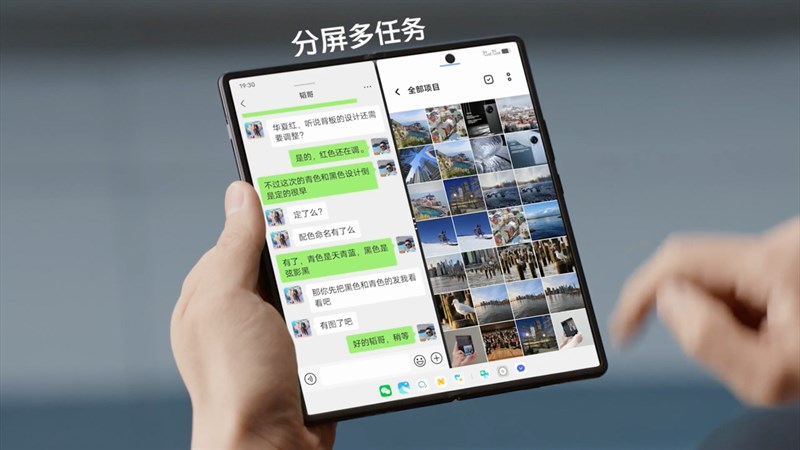 Màn hình khi mở ra mang đến không gian hiển thị đẹp mắt để bạn giải trí cũng như đa nhiệm nhiều ứng dụng một lúc