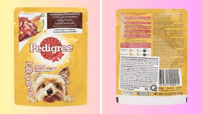 Sốt cho chó lớn Pedigree hương bò nướng và rau túi 80g Sốt cho chó lớn Pedigree hương bò nướng và rau túi 80g