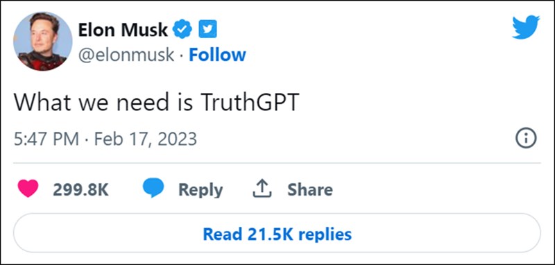 Elon Musk tuyên bố sẽ ra mắt TruthGPT