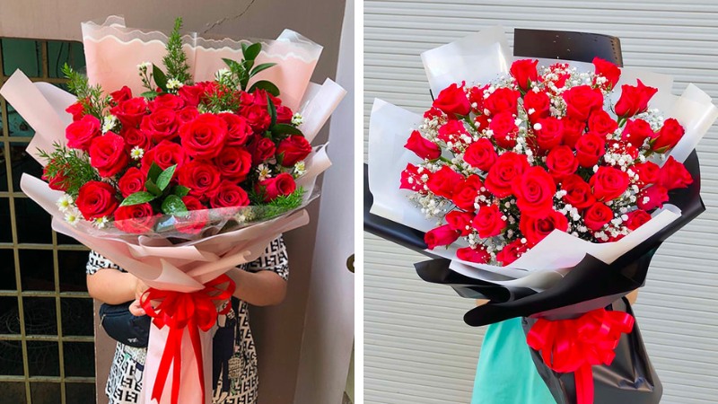 Red birthday flower bouquet for dad