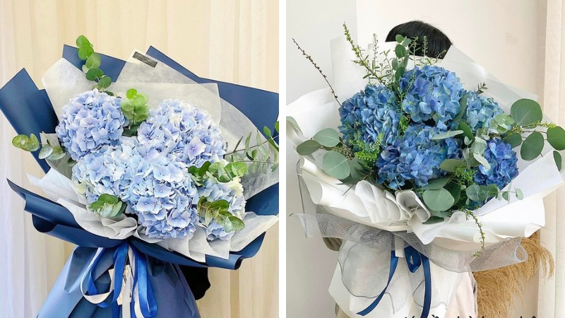 Blue birthday flower bouquet for dad