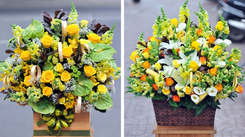 Green birthday flower arrangement for dad