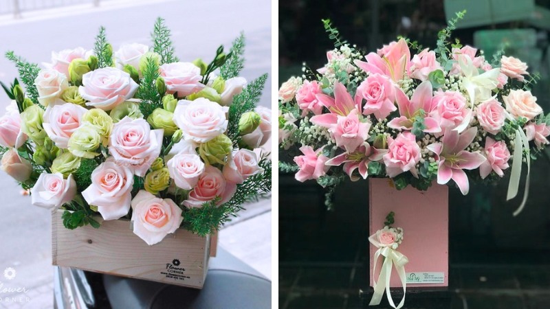 Pale pink birthday flower arrangement for dad