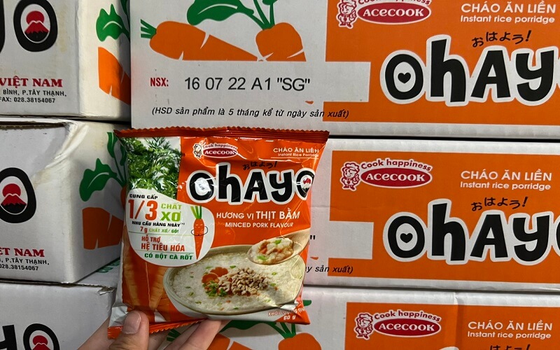 OHAYO là một thương hiệu cháo ăn liền nổi tiếng của tập đoàn Acecook