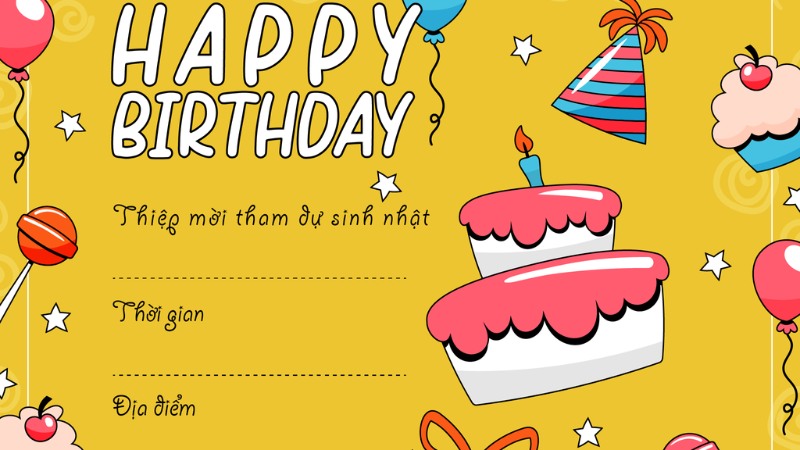 Trang trí thiệp mời sinh nhật đơn giản
