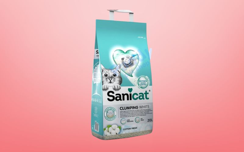 Cát vệ sinh mèo Sanicat Bentonite đất sét loại bông vải Cotton 20L