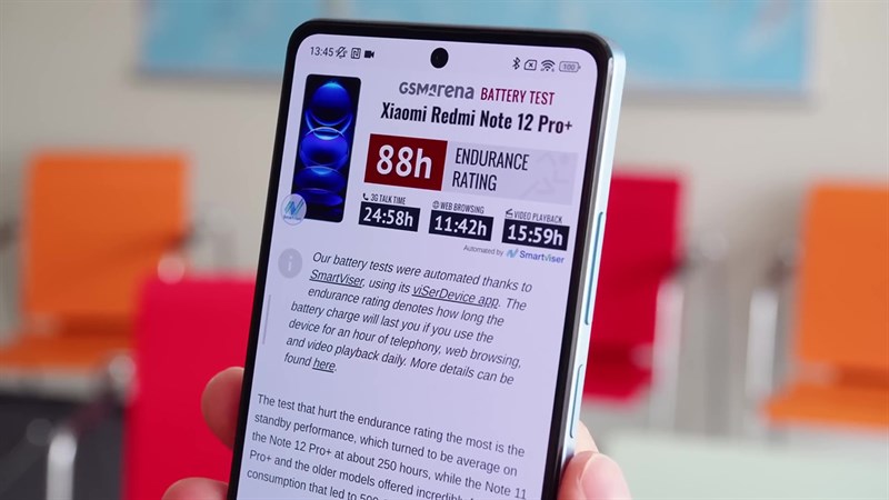 Redmi Note 12 Pro+ đã đạt tổng điểm đánh giá độ bền là 88 giờ.