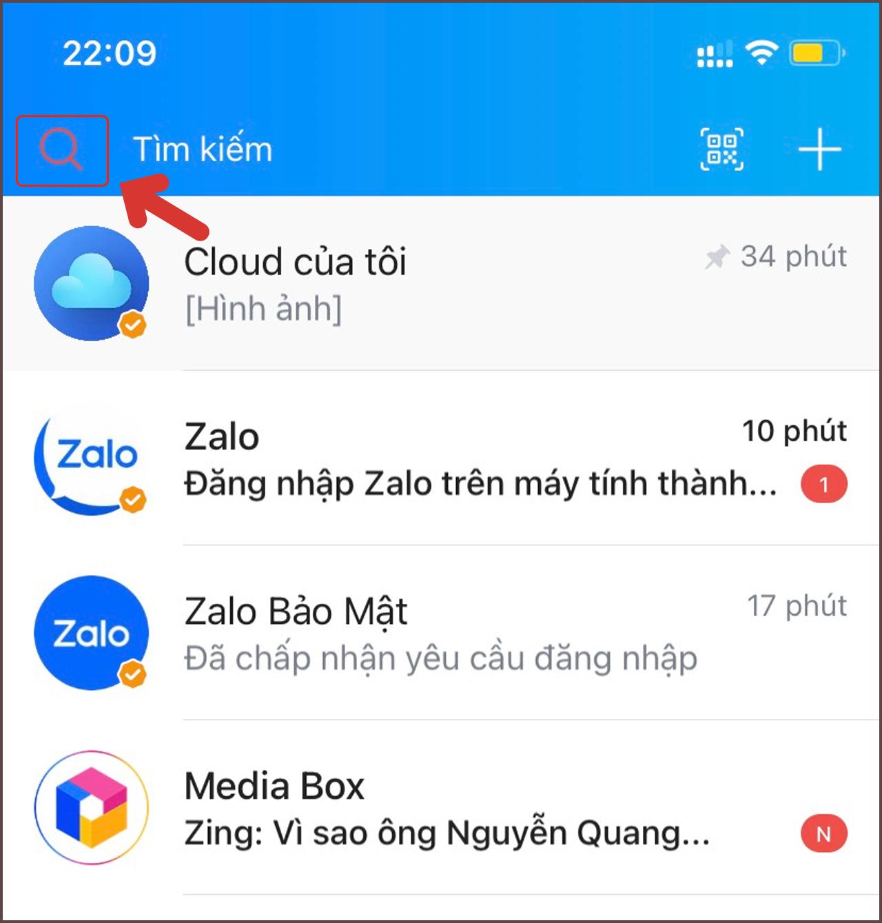 cách tìm tin nhắn ẩn trên Zalo iPhone