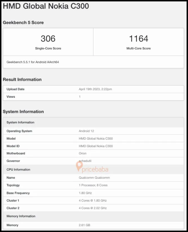 Nokia C300 xuất hiện trên Geekbench Nokia C300 xuất hiện trên Geekbench