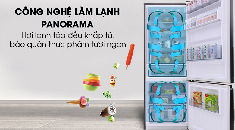 Công nghệ làm lạnh Panorama giúp tủ lạnh luôn được cấp đông đầy đủ mọi lúc