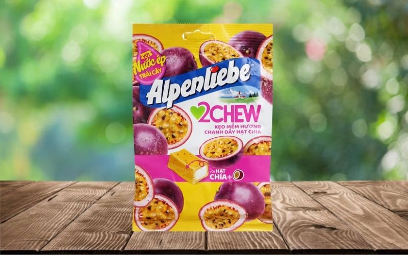 Kẹo Alpenliebe chanh dây hạt chia 2Chew có hương vị chua ngọt, cực thơm ngon